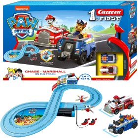 Carrera Pista Macchinine Paw Patrol con Due Macchinine Chase e Marshall Carrera First 3 Anni+