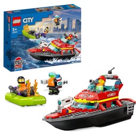 Lego City 60373 Barca di Soccorso Antincendio dei Vigili del Fuoco Pompieri 5 Anni+