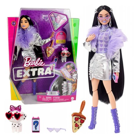 Barbie Extra Bambola con Giacca Metallizzata e Cagnolino N.15 HHN07 Mattel 3 anni+