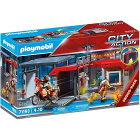 Playmobil City Action 71193 Stazione dei Vigili del Fuoco con Motocicletta Pompieri 4 Anni+