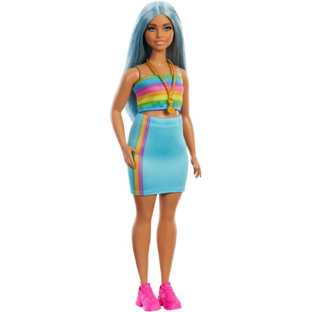 Barbie Fashionistas n.218 Capelli Blu Top Arcobaleno HRH16 Mattel 3 Anni+