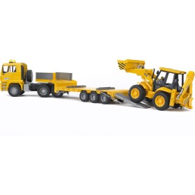 Bruder 01654 Camion Man TGA con Rimorchio a Pianale Giallo e Ruspa JCB 3 Anni+