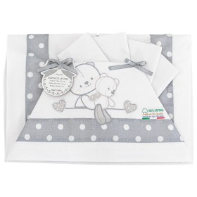 Lenzuola Lettino Neonato 60x120 cm Cotone Set 3 Pezzi Grigio Piccoli Orsetti B0203-113 Batuffolini