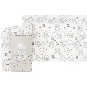 Lenzuola Lettino Neonato 60x120 cm Cotone Set 3 Pezzi Tortora Coniglietto B422 Batuffolini