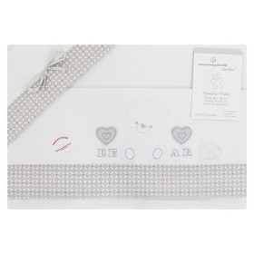 Lenzuola Carrozzina Neonato 75x40 cm Cotone Set 3 Pezzi Grigio Orsetto Amore NG91-37 Nazareno Gabrielli