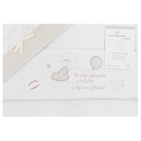 Lenzuola Carrozzina Neonato 75x40 cm Cotone Set 3 Pezzi Beige Orsetto Amore NG91-39 Nazareno Gabrielli