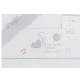 Lenzuola Carrozzina Neonato 75x40 cm Cotone Set 3 Pezzi Grigio Orsetto Amore NG91-39 Nazareno Gabrielli