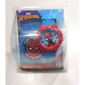 Orologio Analogico Spiderman Bambino da Polso con Collana Set Idea Regalo 3 Anni+