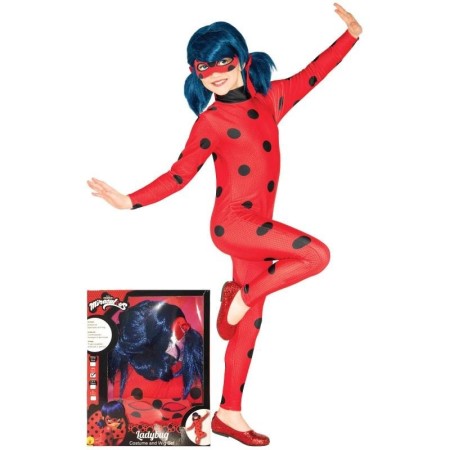 Costume Lady Bug 5-6 anni Miraculous con Parrucca 640485 Rubie's