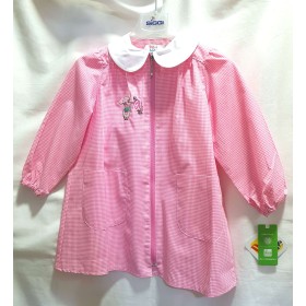 Grembiule Asilo Cerniera Siggi 5 Anni Zip 110 cm tg.60 Pecora Bambina Rosa Quadretti