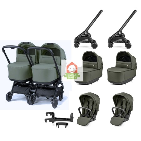 Duo Gemellare Peg Perego City Loop Metal 2025 con 2 Navicelle e 2 Passeggini