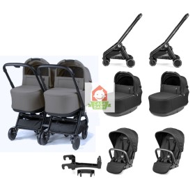 Duo Gemellare Peg Perego City Loop True Black 2025 con 2 Navicelle e 2 Passeggini
