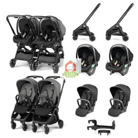 Duo Gemellare Peg Perego City Loop True Black Lounge 2025 con 2 Ovetti Reclinabili e 2 Passeggini