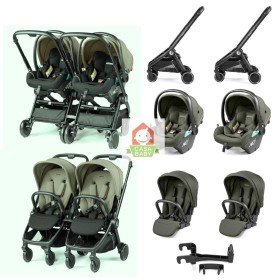 Duo Gemellare Peg Perego City Loop Metal Lounge 2025 con 2 Ovetti Reclinabili e 2 Passeggini