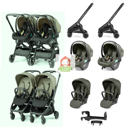 Duo Gemellare Peg Perego City Loop Metal Lounge 2025 con 2 Ovetti Reclinabili e 2 Passeggini