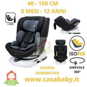 Seggiolino Auto Isofix Girevole 40-150 cm Reclinabile dalla Nascita I-Size 4 Nero Made in Germany