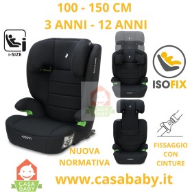 Seggiolino Auto Iosfix 100-150 cm I-Size ECE R129 Musca Nero Made in Germany