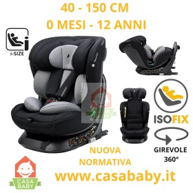 Seggiolino Auto Isofix Girevole 40-150 cm Reclinabile dalla Nascita I-Size Taos Grigio Made in Germany
