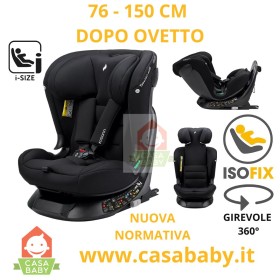 Seggiolino Auto Isofix Reclinabile 76-150 cm Girevole I-Size Taos Nero Made in Germany