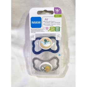 Ciuccio Mam Air 16+ mesi Silicone Maschio Confezione da 2 Ciucci Balena-Leone-Zebra
