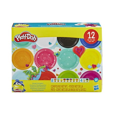 Play Doh 12 Vasetti Medi e Piccoli Colori Brillanti 3 Anni+ Hasbro