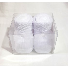 Babbucce Neonato Cotone 0-3 Mesi Bianche 1300C Bel Piccino Made in Italy