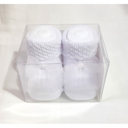 Babbucce Neonato Cotone 0-3 Mesi Bianche 1300C Bel Piccino Made in Italy