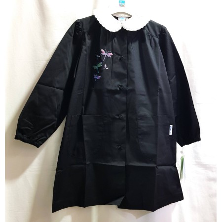 Grembiule Scuola Bambina Siggi Nero 7 Anni con Bottoni tg.70 122 cm Libellule