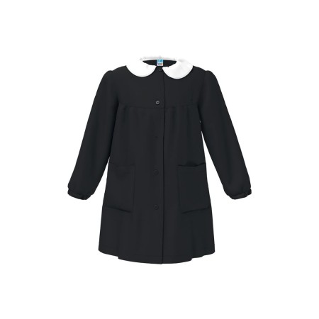 Grembiule Scuola Bambina Siggi Nero con Bottoni 10 Anni tg. 85 140 cm Senza Ricamo