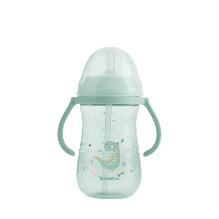 Tazza con Cannuccia in Silicone 300 ml Verde Menta Dino World con Manici 8 Mesi+ Kikka Boo