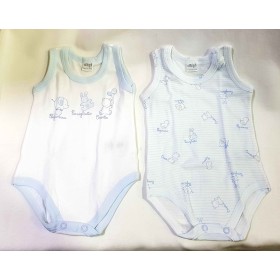 Body Senza Maniche Ellepi 3 Mesi 62 cm Azzurro Cotone Set 2 Body Bambino