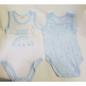 Body Senza Maniche Ellepi 24 Mesi 92 cm Azzurro Cotone Set 2 Body Bambino AF5151