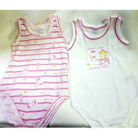 Body Senza Maniche Ellepi 24 Mesi 92 cm Rosa Cotone Set 2 Body Bambina