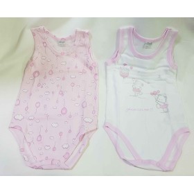 Body Senza Maniche Ellepi 24 Mesi 92 cm Rosa Cotone Set 2 Body Bambina