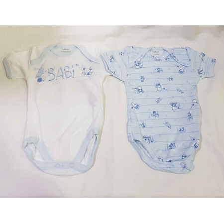 Body Maniche Corte Ellepi 3 Mese 62 cm Cotone Azzurro Set 2 Body Bambino 