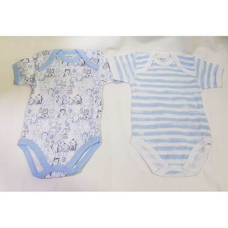 Body Maniche Corte Ellepi 3 Mese 62 cm Cotone Azzurro Set 2 Body Bambino 