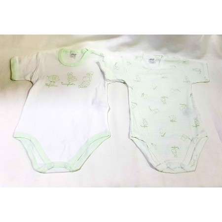 Body Maniche Corte Ellepi 6 Mesi 68 cm Cotone Verde Set 2 Body Bambino