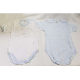 Body Maniche Corte Ellepi 12 Mesi 80 cm Cotone Azzurro Set 2 Body Bambina