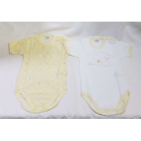 Body Maniche Corte Ellepi 12 Mesi 80 cm Cotone Giallo Set 2 Body Bambina