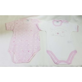 Body Maniche Corte Ellepi 12 Mesi 80 cm Cotone Rosa Set 2 Body Bambina