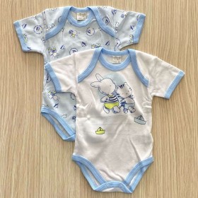 Body Maniche Corte Ellepi 18 Mese 86 cm Cotone Azzurro Set 2 Body Bambino 