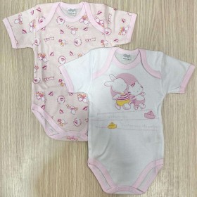 Body Maniche Corte Ellepi 18 Mese 86 cm Cotone Rosa Set 2 Body Bambino 
