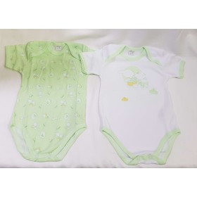 Body Maniche Corte Ellepi 18 Mese 86 cm Cotone Verde Set 2 Body Bambino 