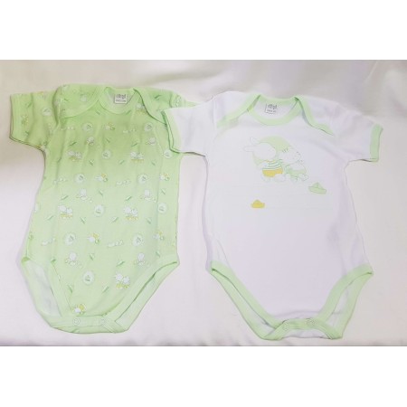 Body Maniche Corte Ellepi 18 Mese 86 cm Cotone Verde Set 2 Body Bambino 