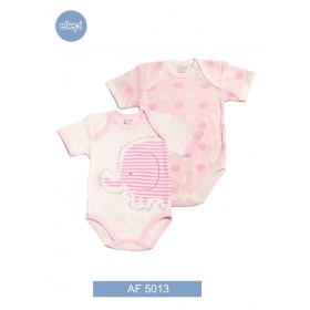 Body Maniche Corte Ellepi 36 Mesi 98 cm Cotone Rosa Set 2 Body Bambino 