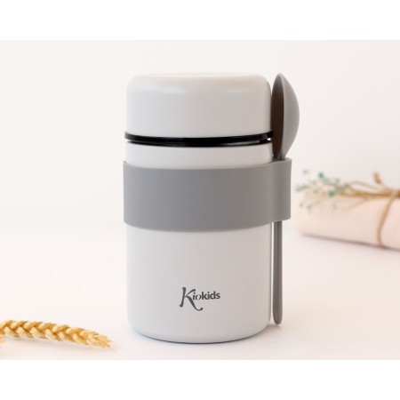 Thermos Pappa Neonato Inox 500 ml con Cucchiaio Grigio Kiokids
