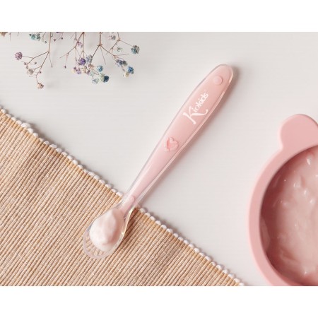 Cucchiaio Svezzamento Silicone Rosa 6 Mesi+ Kiokids