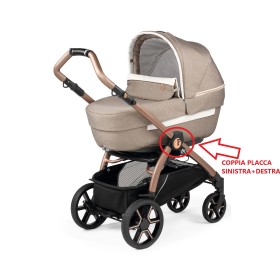 Placca Laterale Logo Peg Perego Passeggino Book Bronzo Coppia Destra e Sinistra Ricambio Originale