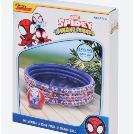 Piscina Spidey 3 Anelli 100 cm Spiderman 97x22 con Palla Gonfiabile Marvel