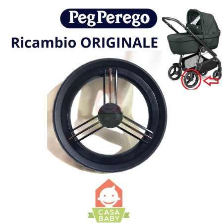 Ruota Posteriore Passeggino Veloce 2025 Peg Perego Ricambio Originale Nero Nichel